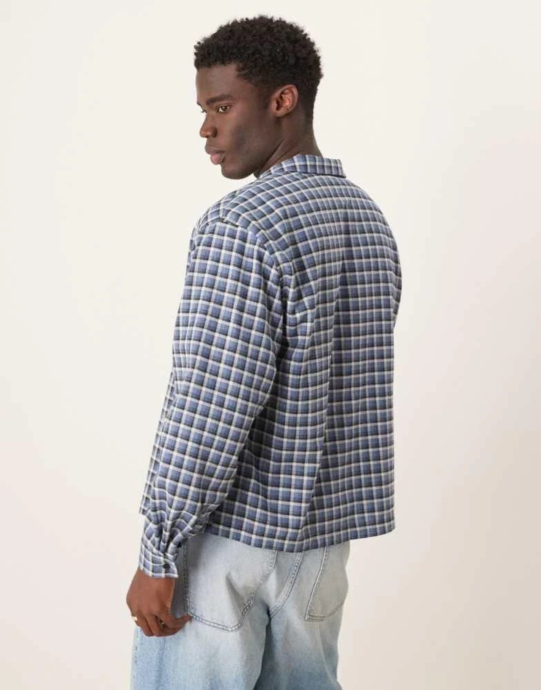 ASOS ASOS DESIGN oversized boxy flannel shirt in blue check 4