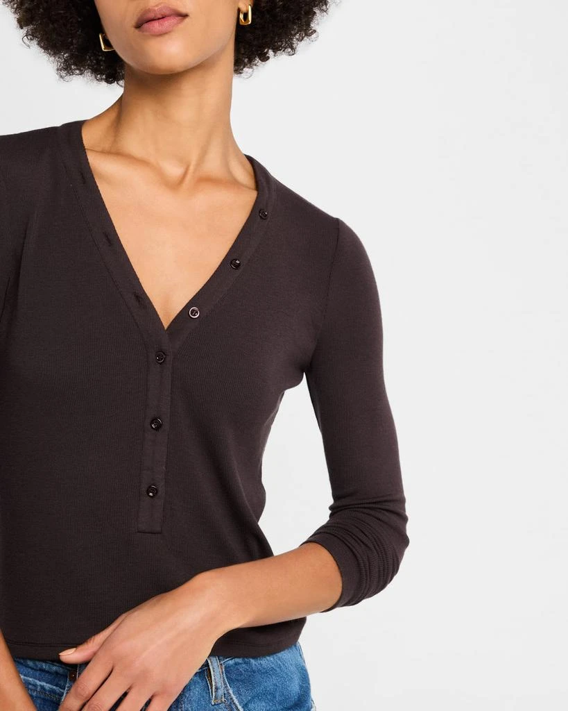 FRAME Long-Sleeve Ribbed Henley Top 5