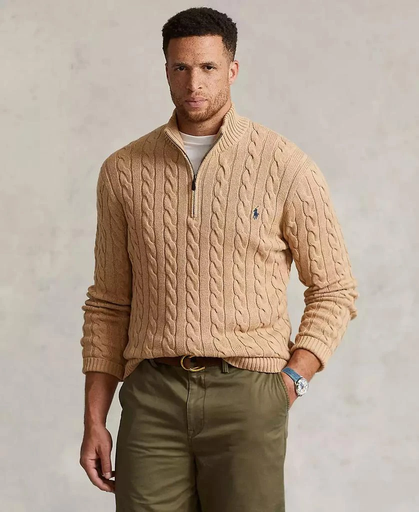 Ralph Lauren Men
s Big 
Tall Cable-Knit Cotton Quarter-Zip Sweater