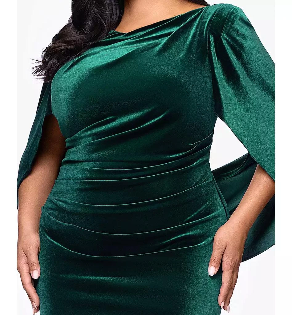 betsy and adam green velvet dress Betsy & Adam Velvet One-Shoulder Gown - Black main image 0