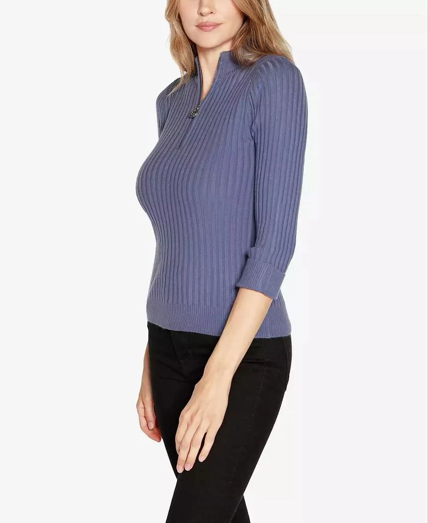 Belldini Black Label Women's Ribbed Quarter-Zip Sweater 6