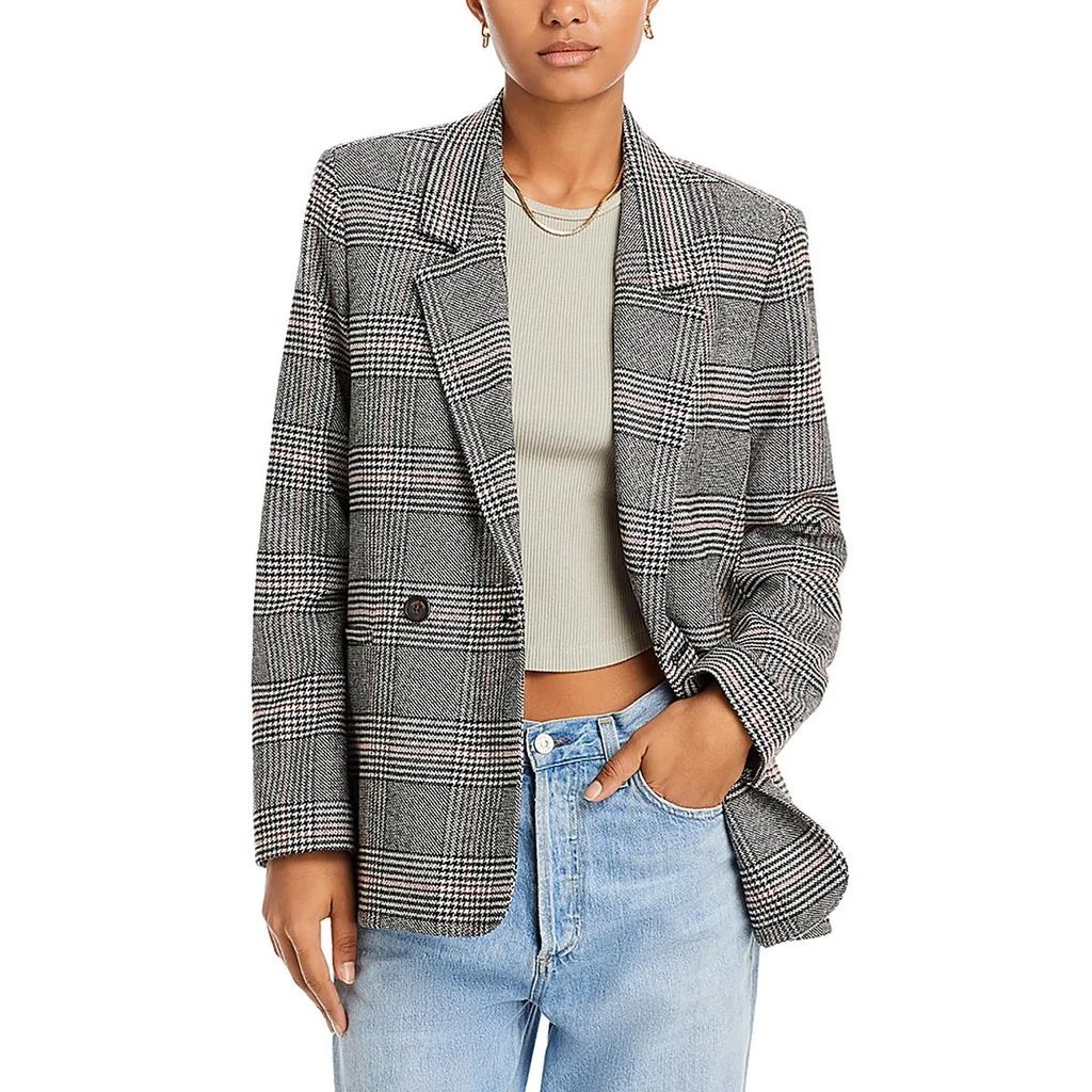 ANINE BING Womens Plaid Wool Double-Breasted Blazer 1