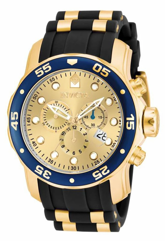 Invicta Invicta Men's Chronograph Watch - Pro Diver Steel & Polyurethane Strap Champagne Dial 2