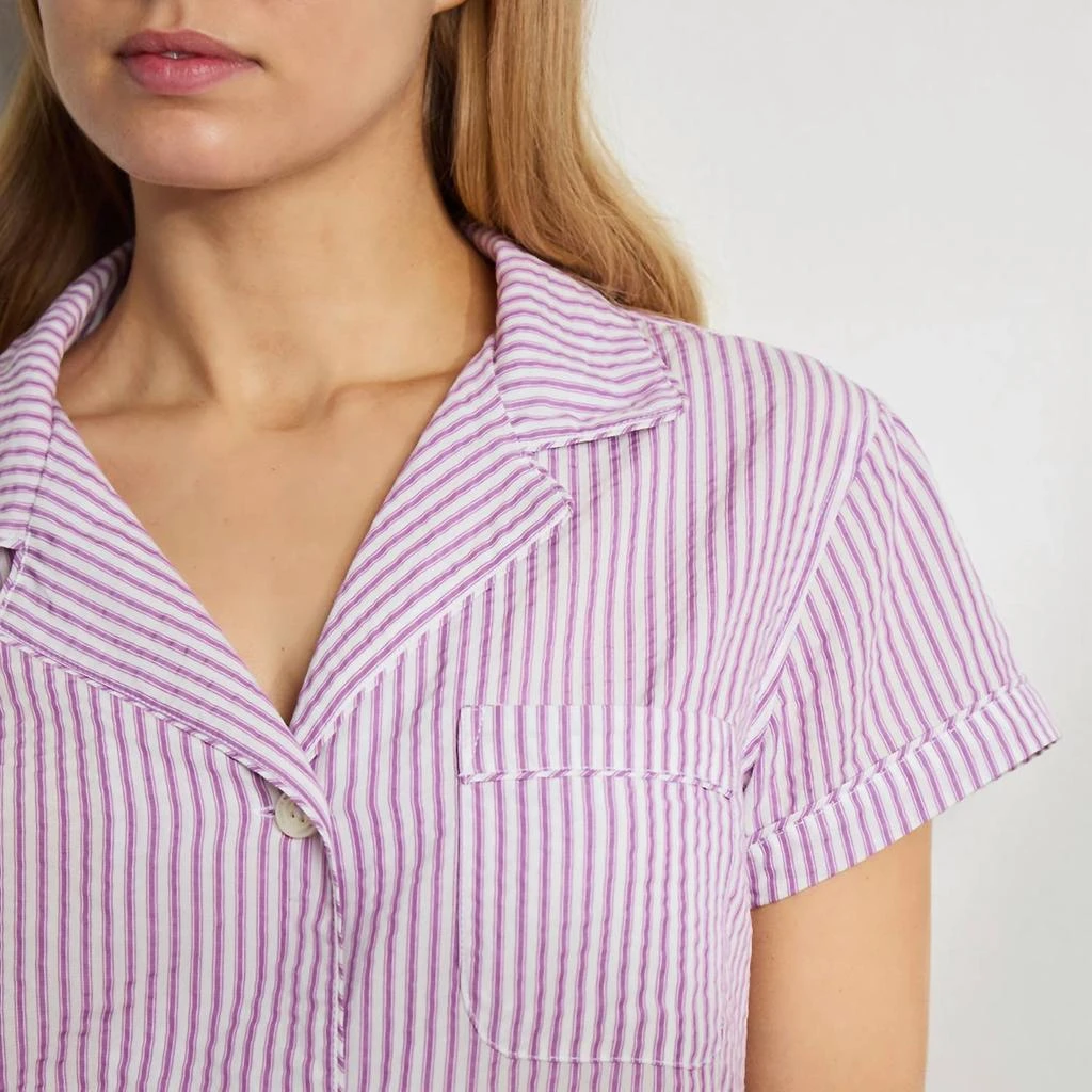 The Sleep Code Women
s Ticking Stripe Short Pj Set In Berry 4