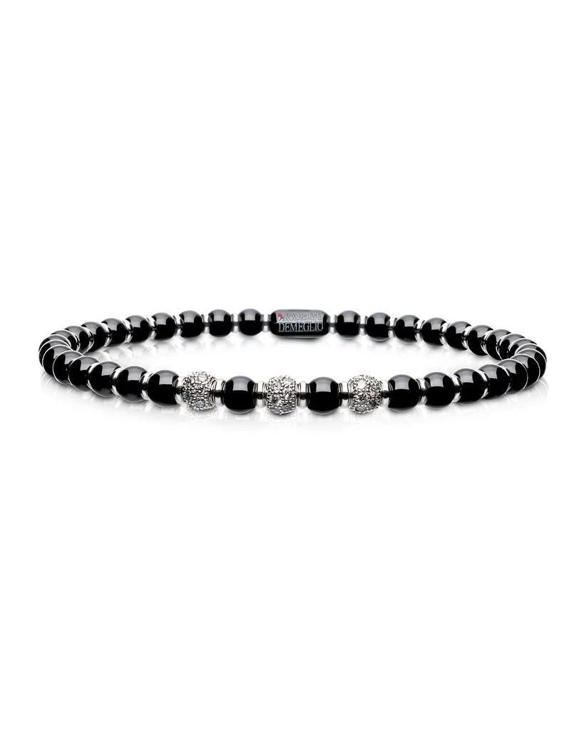 Roberto Demeglio Sfera Ceramic and 18K White Gold Diamond 3-Bead Stretch Bracelet, Black 1