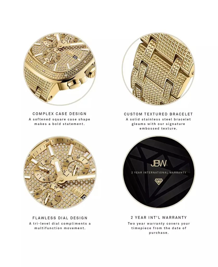 Jbw Men's Diamond (1/5 ct. t.w.) Watch in 18k Gold-plated Stainless-steel Watch 48mm 4