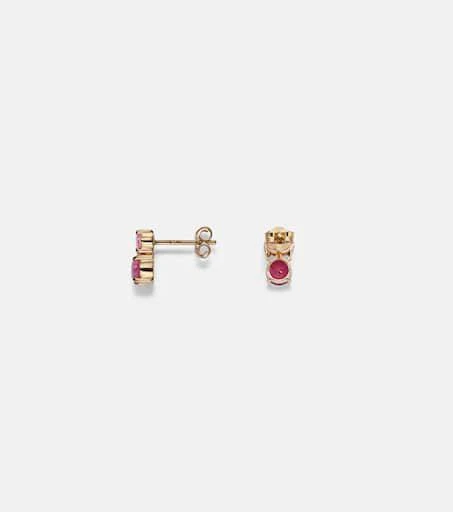 Stone and Strand 14kt gold (585/1000) earrings with rubies and pink sapphires 4