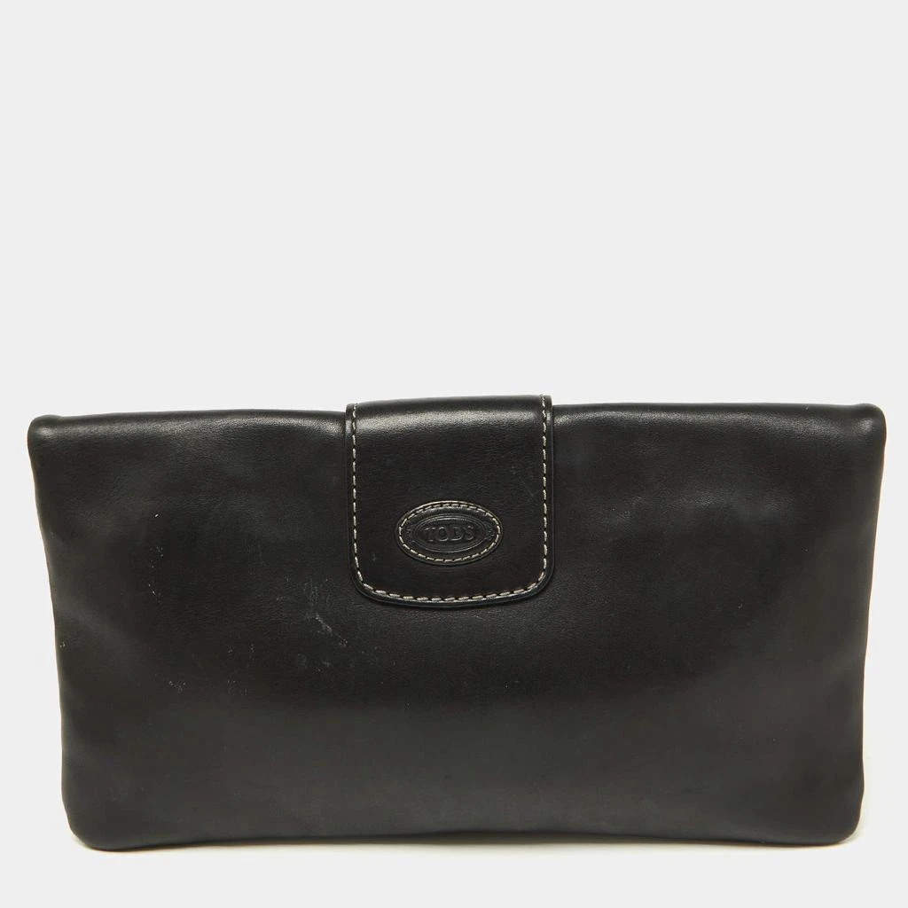 Tod's Tod's Black Leather Lucy Flap Clutch 4