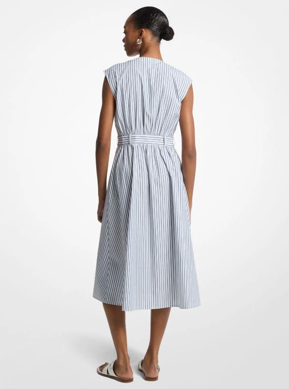 Michael Kors Striped Cotton Poplin Belted Midi Dress 2