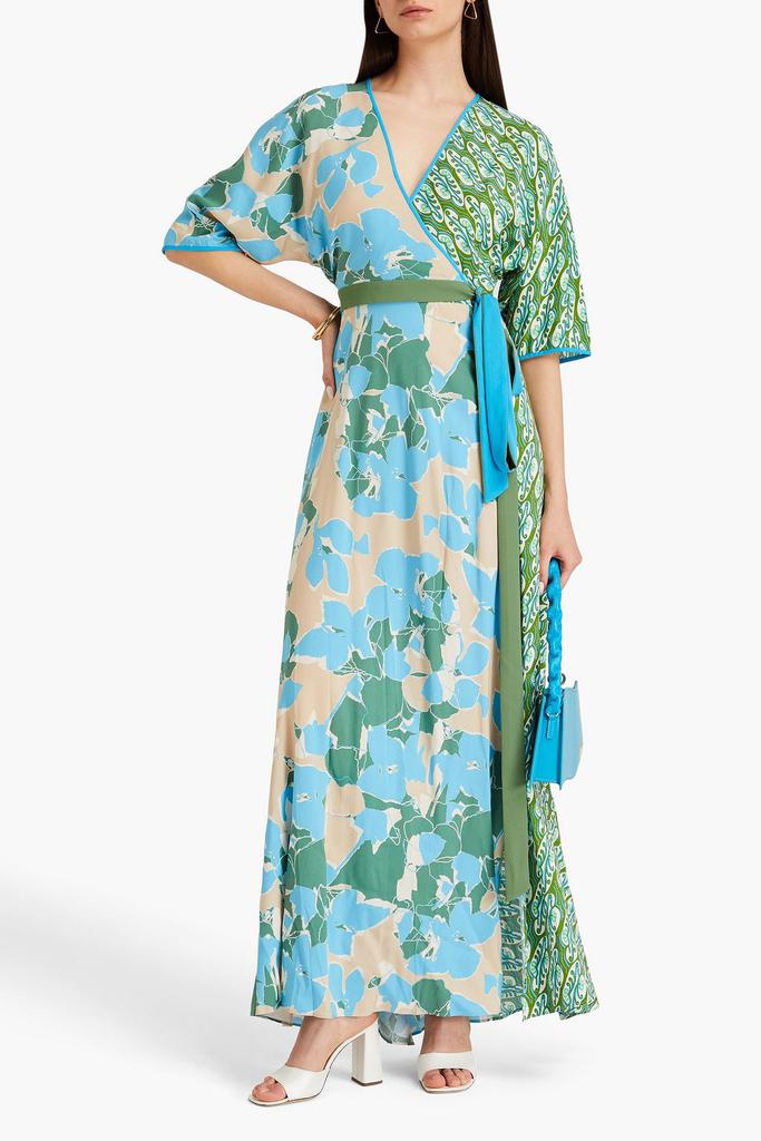 Diane von Furstenberg Wrap-effect pleated woven maxi dress