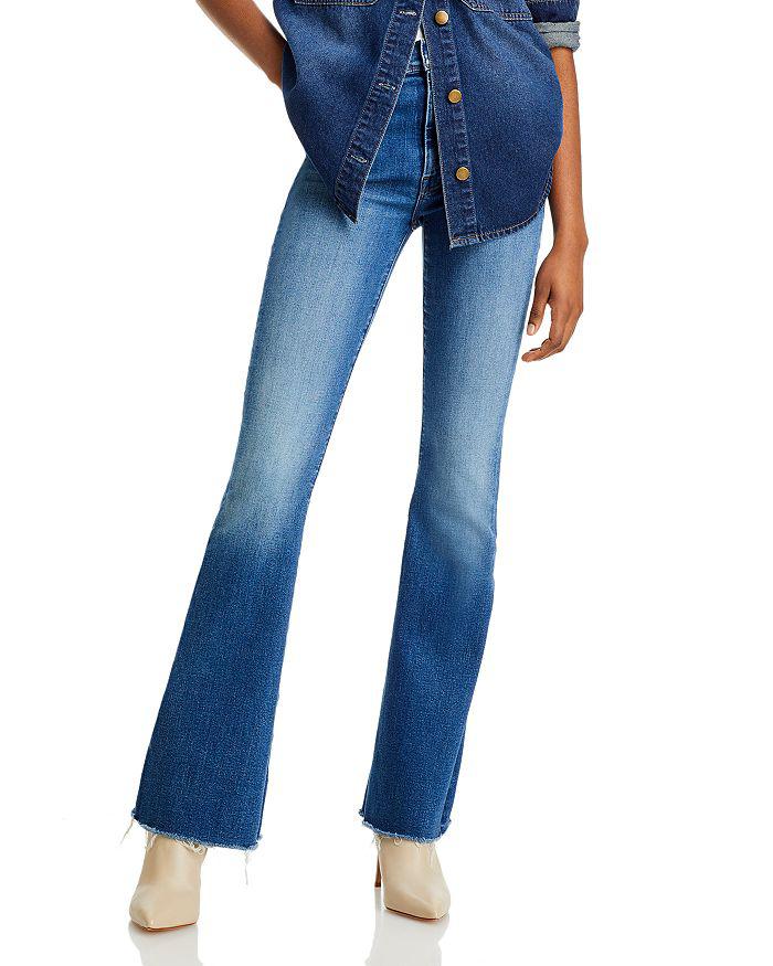 MOTHER The Cruiser Sneak Fray High Rise Jeans in Hike, Hike, Baby