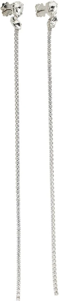 Jil Sander Silver Crystal Chain Drop Earrings 2