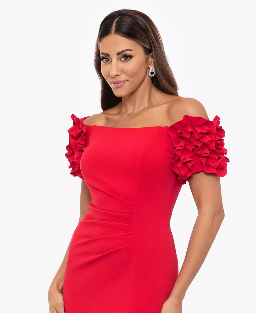 XSCAPE Petite Off-the-Shoulder Ruffle-Sleeve Gown 4