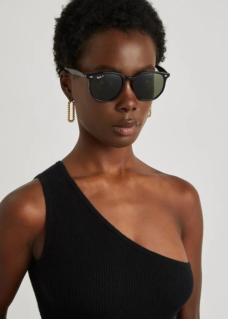 Ray-Ban Black polarised round-frame sunglasses 4