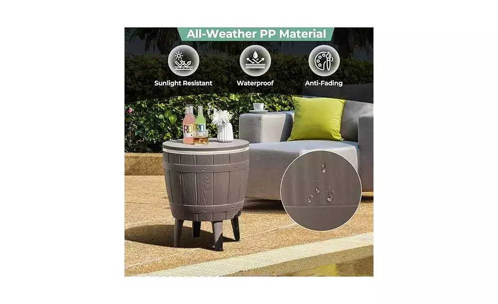 Mecale 10 Gallon Cooler Bar Table Outdoor Coffee Table Ice Bucket with Telescopic Tabletop for Beer and Wine 7