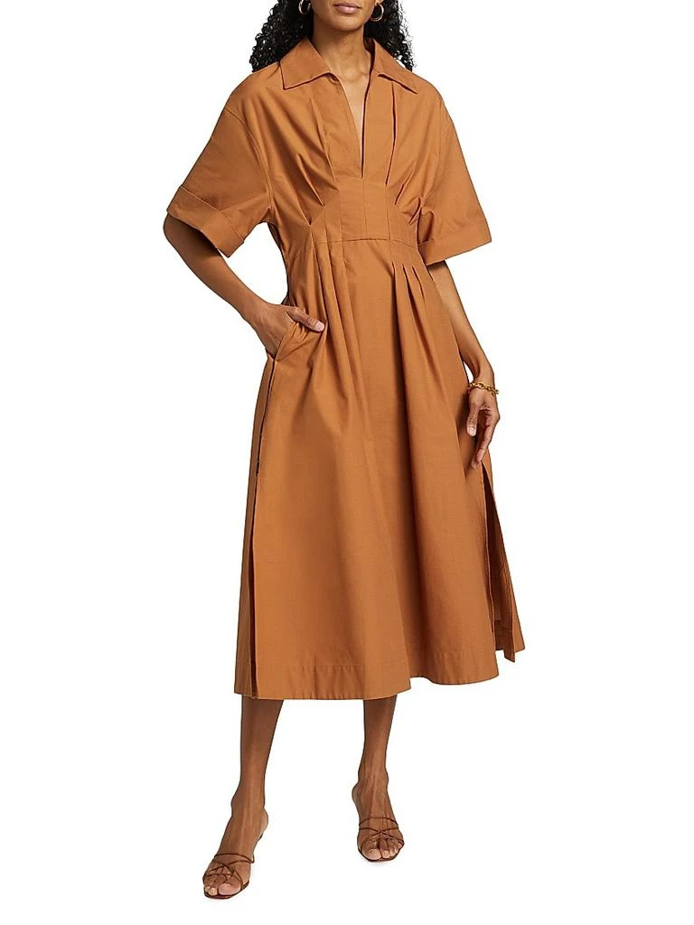 REISS Aubrey Pleated Cotton Poplin Shirtdress 3