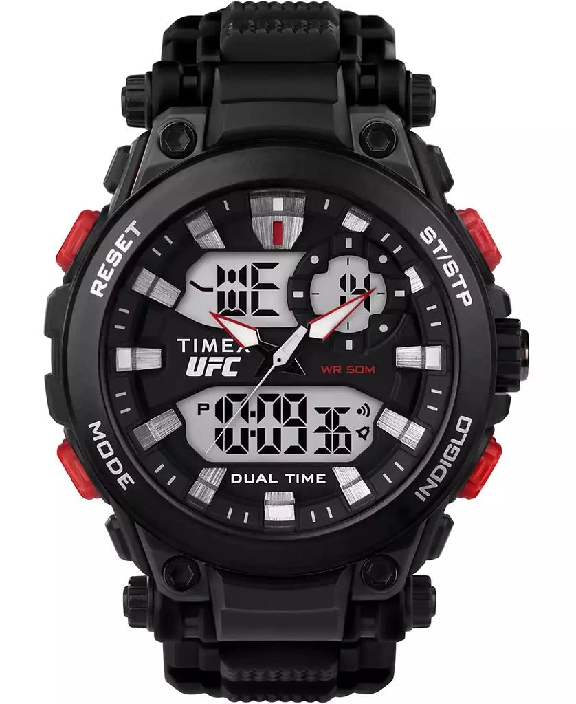 Timex UFC Men's Quartz Impact Resin Black Watch, 50mm 1