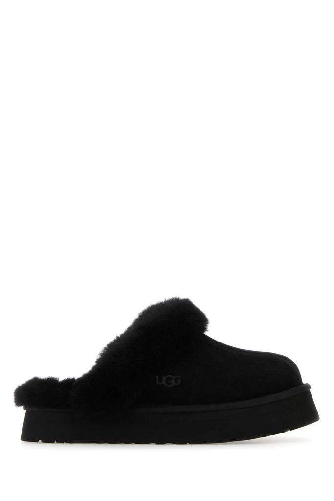 UGG Black Suede Disquette Slippers