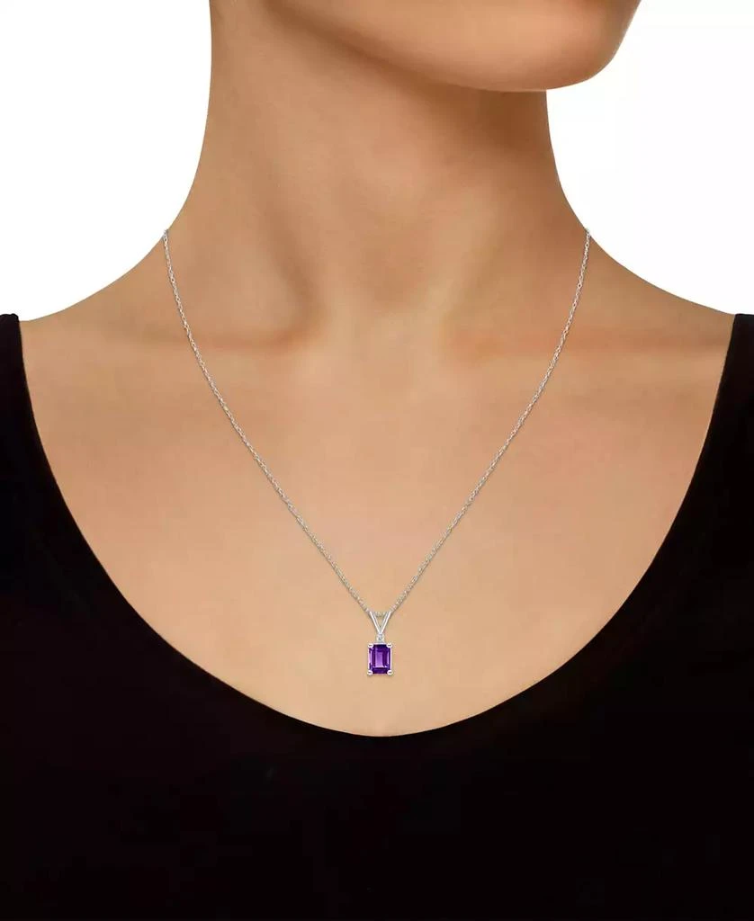 Macy's Amethyst (1 ct. t.w.) and Diamond Accent Pendant Necklace in 14K Yellow Gold or 14K White Gold 2