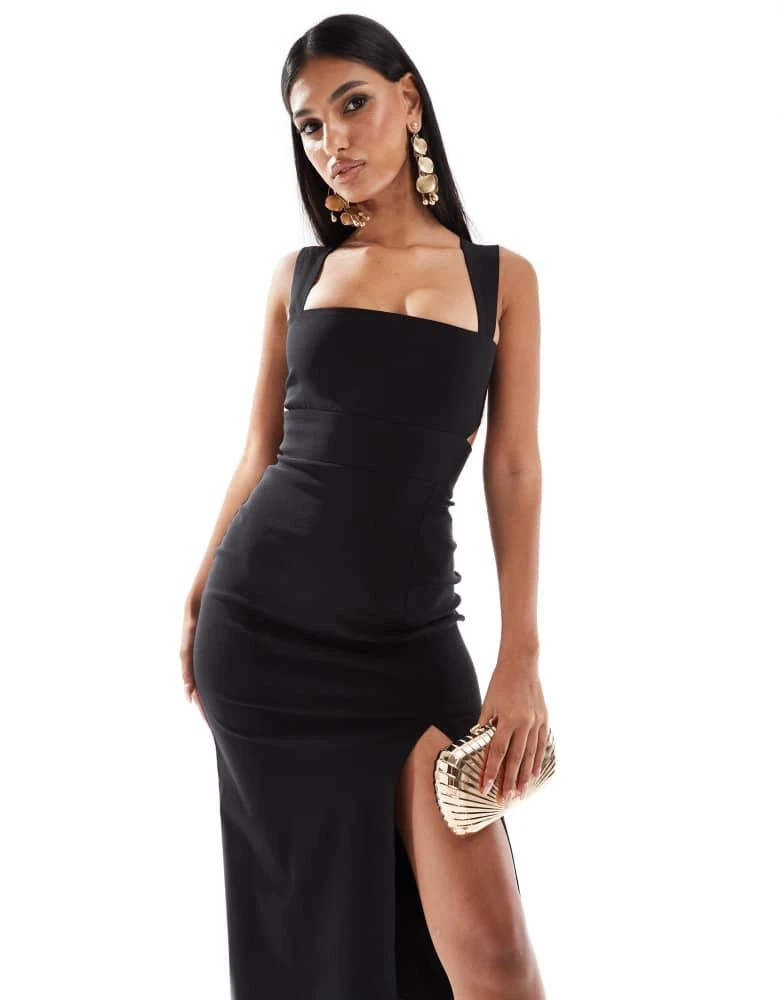 Shop Vesper bengaline square neck cut out midaxi dress in black on Sale at  BeyondStyle  Get 10% Off Vesper bengaline square neck cut out midaxi dress  in black with Limited-Time Flash