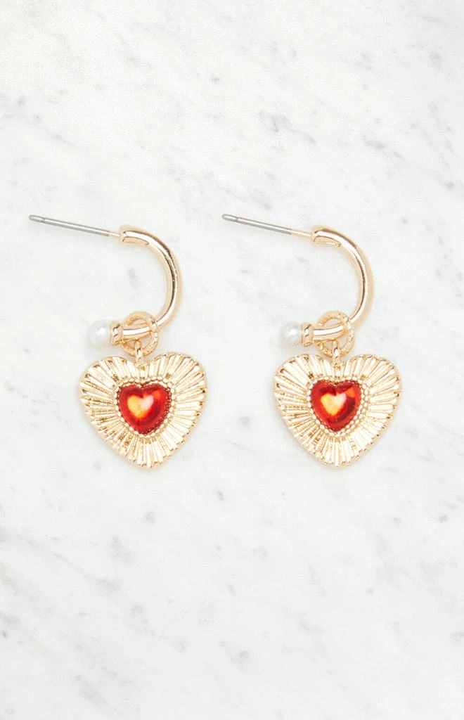 LA Hearts Red Heart Charm Earrings 1