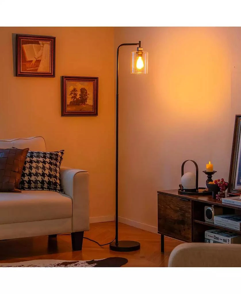Slickblue Modern Floor Lamp with Hanging Glass Shade and Foot Switch for Living Room 2