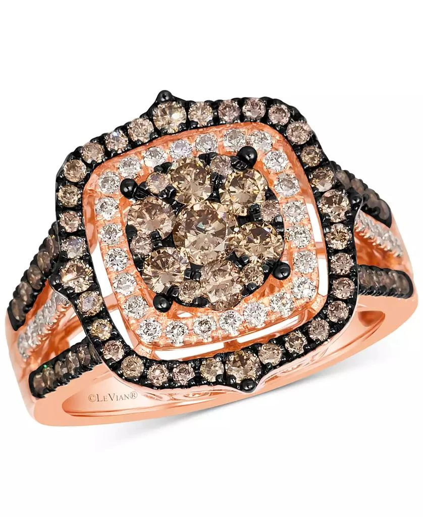 Le Vian Chocolate Diamond & Nude Diamond Halo Cluster Ring (1-1/2 ct. t.w.) in 14k Rose Gold (Also Available in 14K White Gold or Yellow Gold) 1