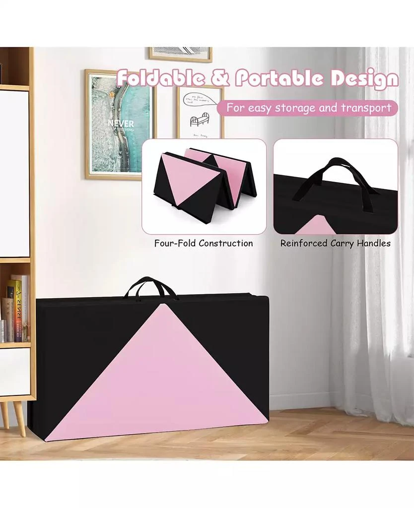 SUGIFT 8 Feet PU Leather Folding Gymnastics Mat with Hook and Loop Fasteners 6