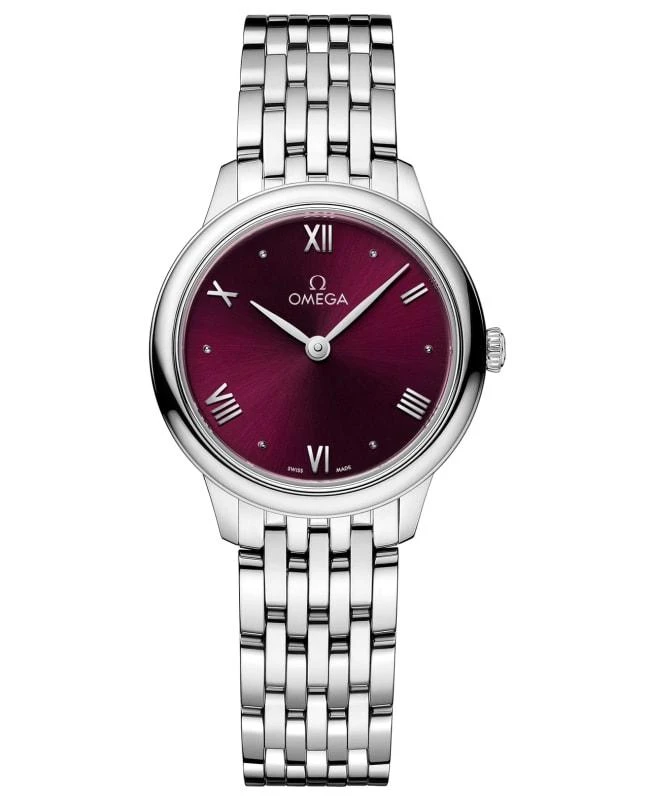Omega Omega De Ville Prestige Quartz 27.5mm Burgundy Dial Steel Women's Watch 434.10.28.60.11.001 1