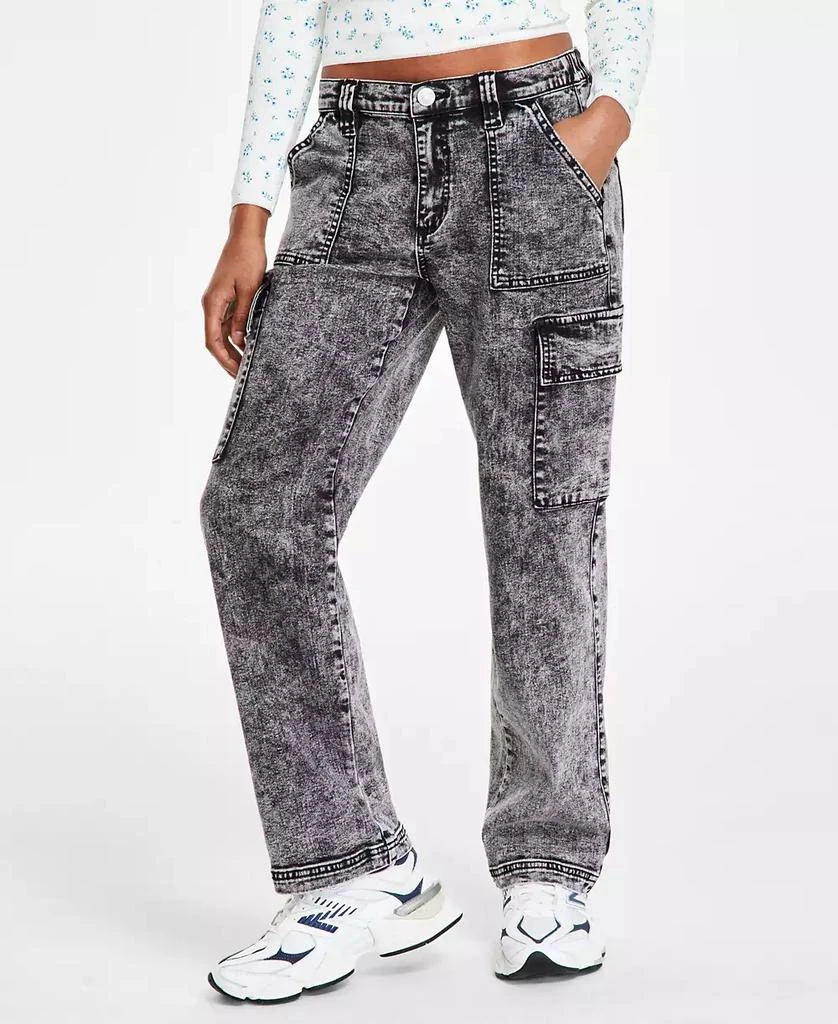 Madden Girl Juniors' Wide-Leg Cargo Skater Jeans 1