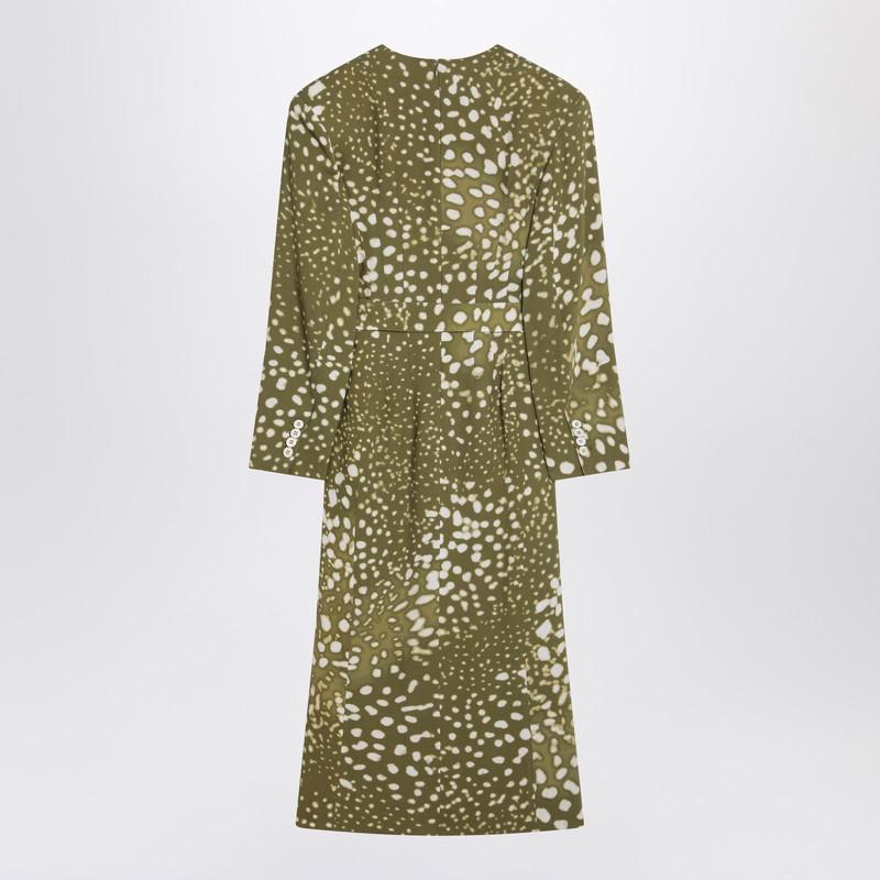 Dries Van Noten Dries Van Noten Dress With Belt And Khaki Green Print
