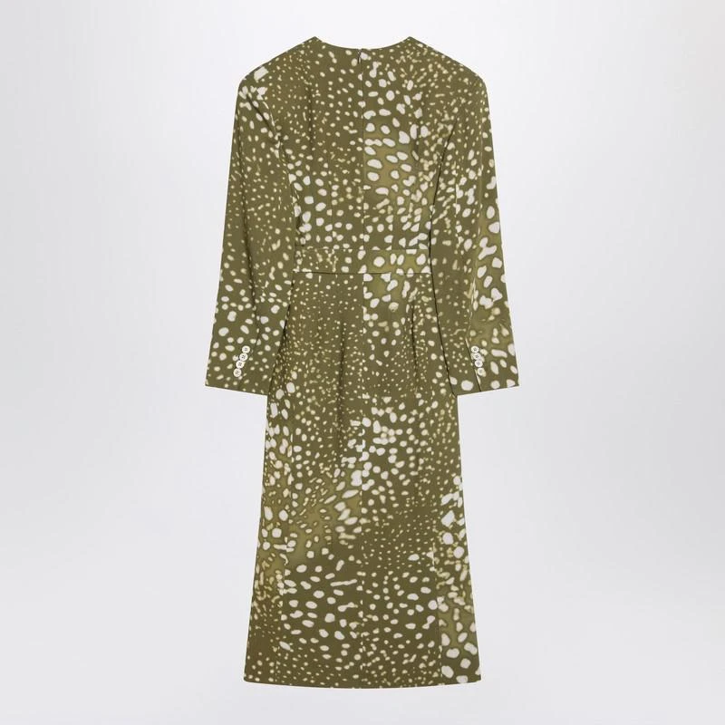 Dries Van Noten Dries Van Noten Dress With Belt And Khaki Green Print 2