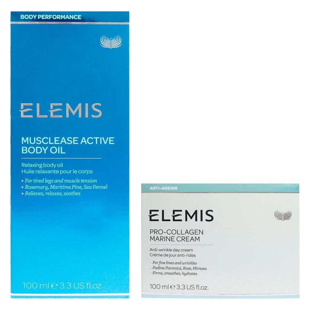 ELEMIS Musclease Active Body Oil and Pro-Collagen Marine Cream Kit by  for Unisex - 2 Pc Kit 3.4oz Body Oil, 3.3oz Anti-Age Cream 5