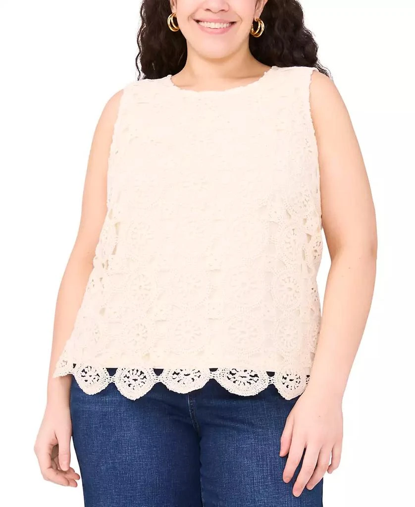 Vince Camuto Plus Size Crochet-Front Scalloped-Hem Tank Top 3