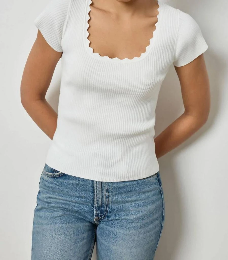 Lilla P Lilla P - Cap Sleeve Scallop Neck Sweater 1