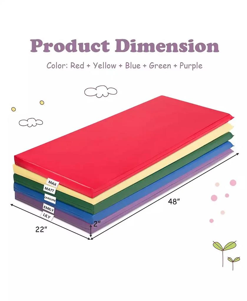 VEBREDA 5 Pack 2 Inch Toddler Thick Rainbow Rest Nap Mats 2
