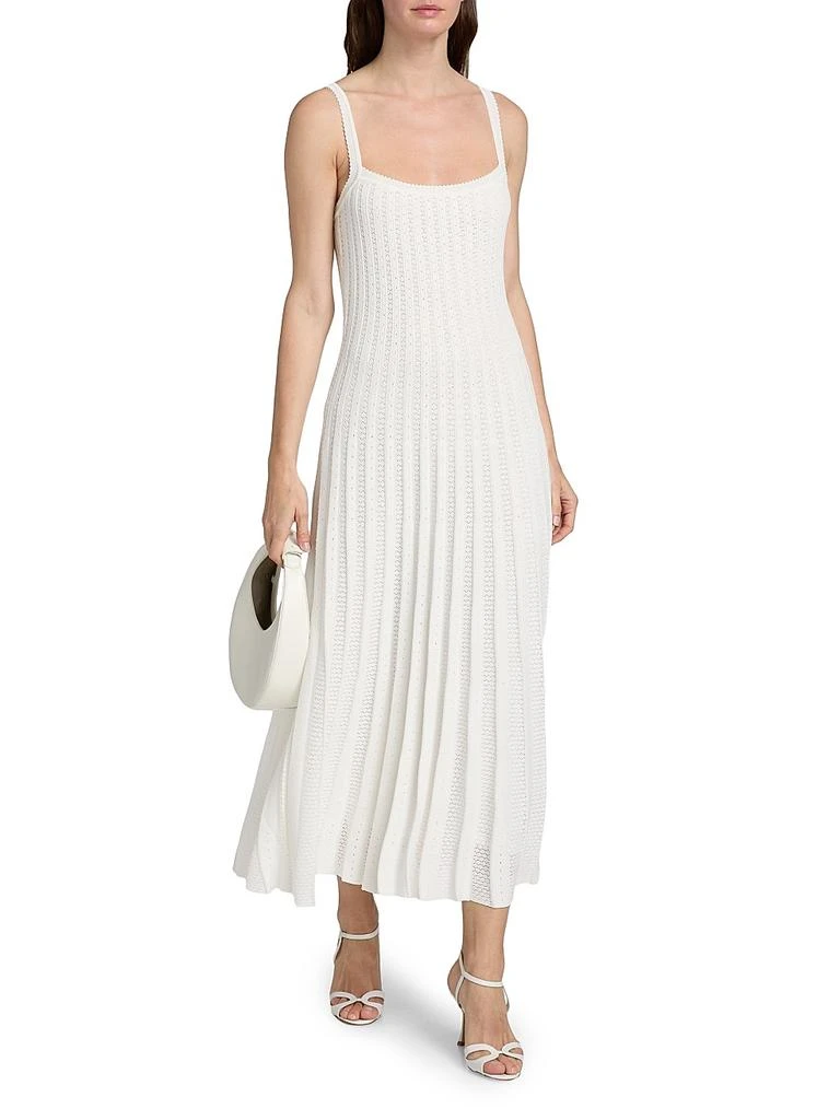 Staud Ellen Pointelle Pleated Midi-Dress 2