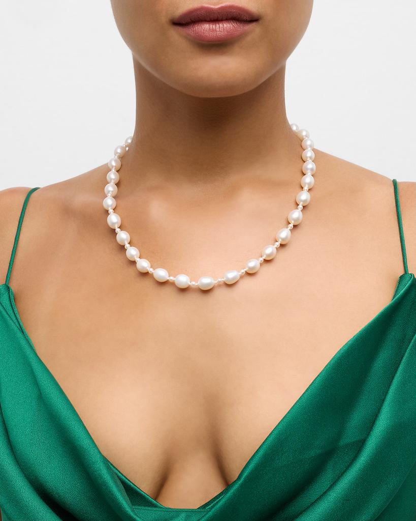 POPPY FINCH Large Oval Pearl Strand Necklace