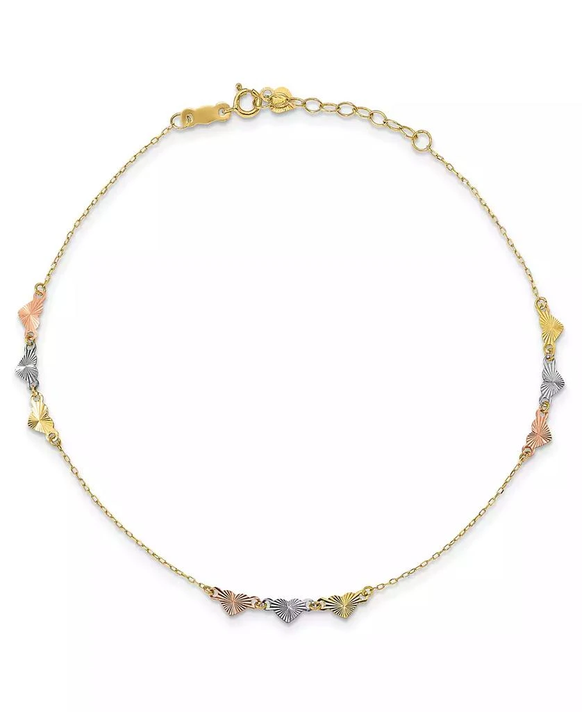 Macy
s Heart Anklet With Adjustable 1" Extender in 14k Tri-Gold