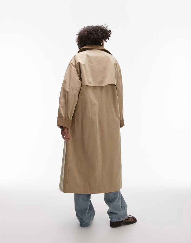 Topshop Topshop heritage trench coat with check lining in camel 3