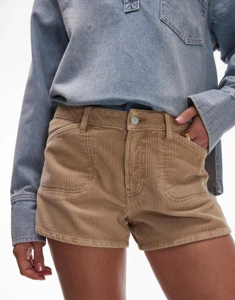 Topshop Topshop denim cord knicker short in buttermilk 3