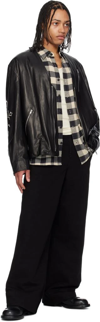 mastermind WORLD Black Collarless Leather Jacket 4