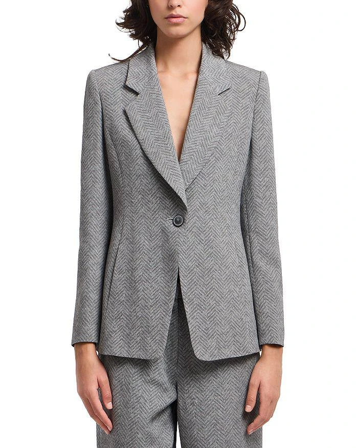 Emporio Armani Viscose and Wool Blend Chevron Blazer