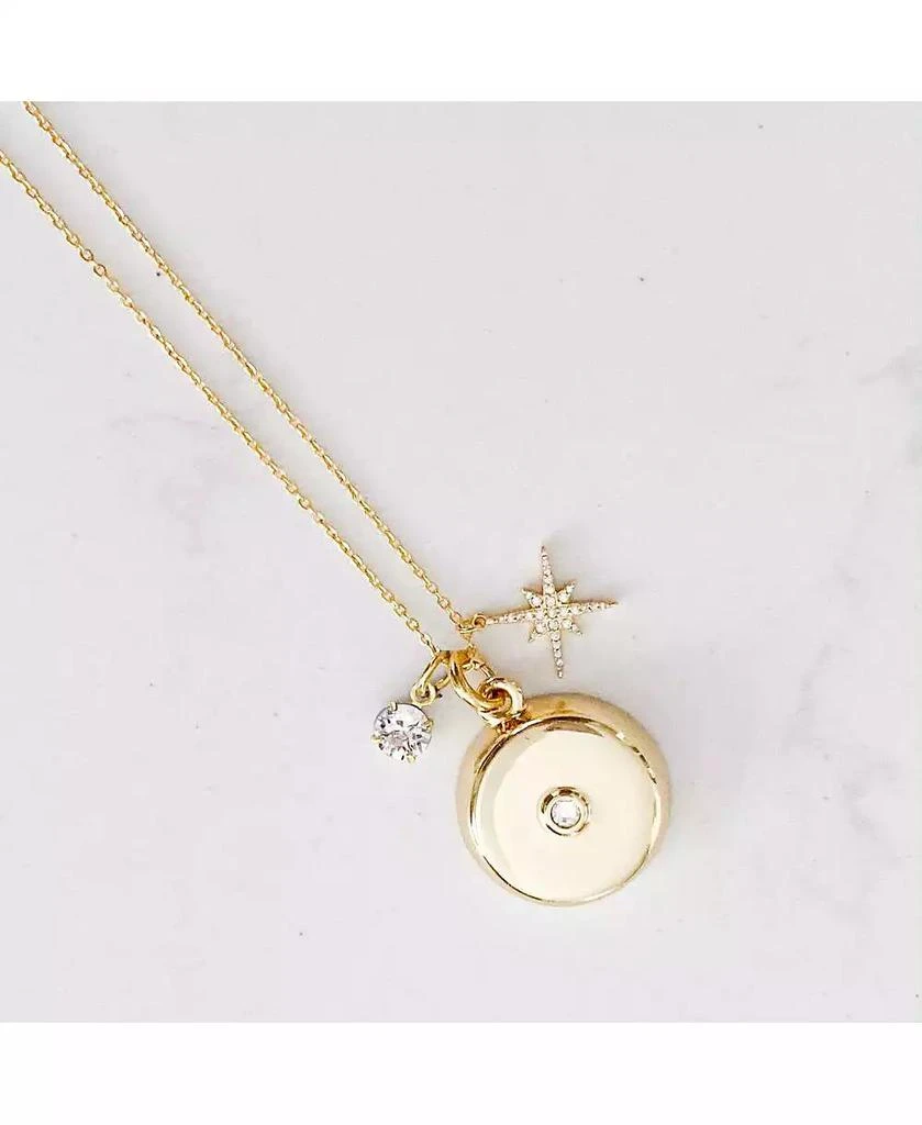 invisaWear Personal Safety Device - Gold Star Burst Charm Necklace with Crystal Pendant 1