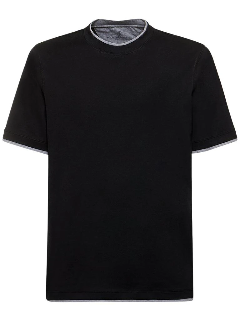 Brunello Cucinelli Layered Cotton Jersey Solid T-shirt 1