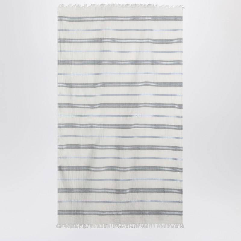 Tekla White beach towel with striped pattern