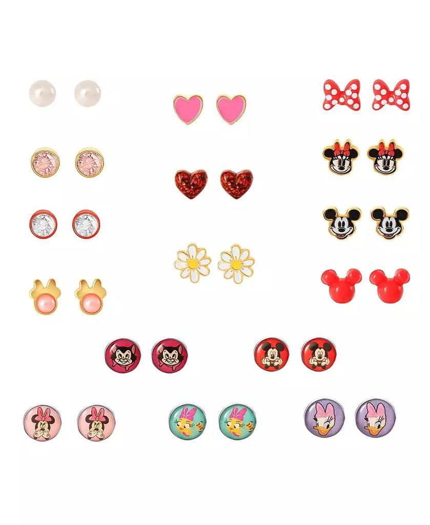 Disney Mickey, Minnie Mouse & Friends Stud Earrings Pack of 16 Pairs - Officially Licensed Disney Earrings for Daily Wear 1