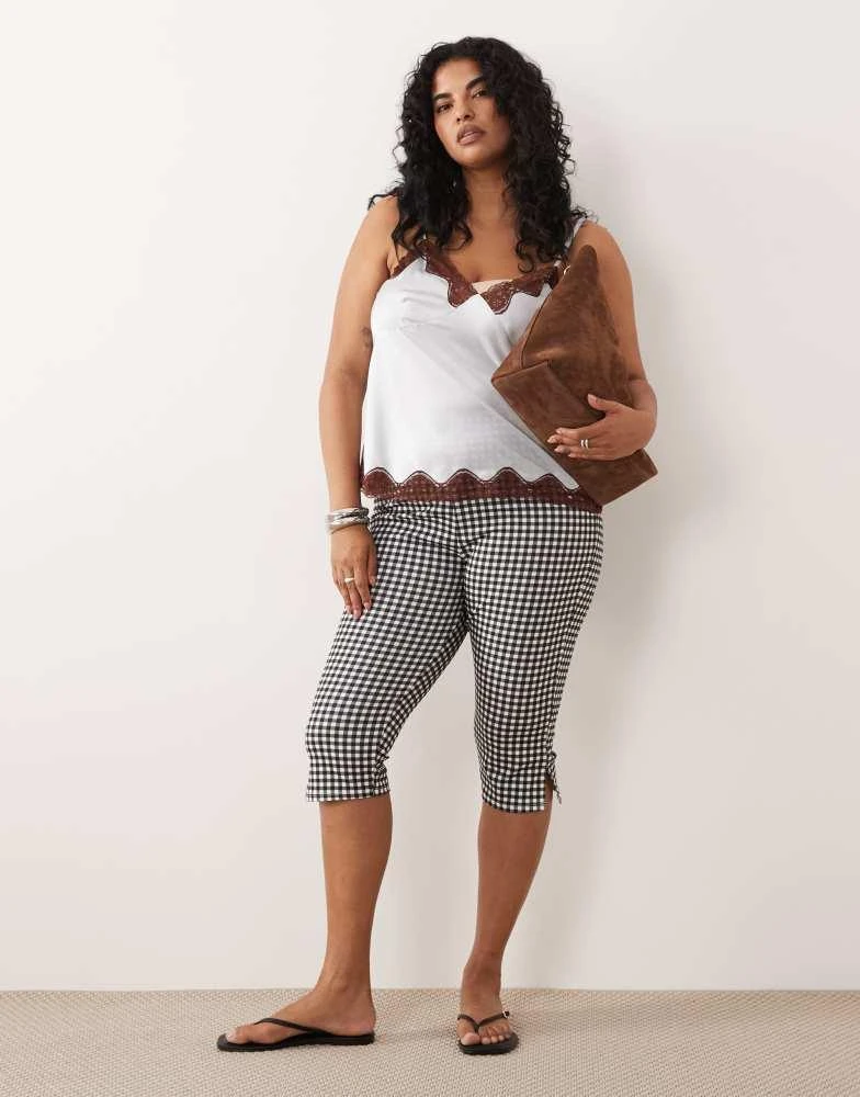 ASOS ASOS DESIGN Curve jersey capri legging in mono gingham
