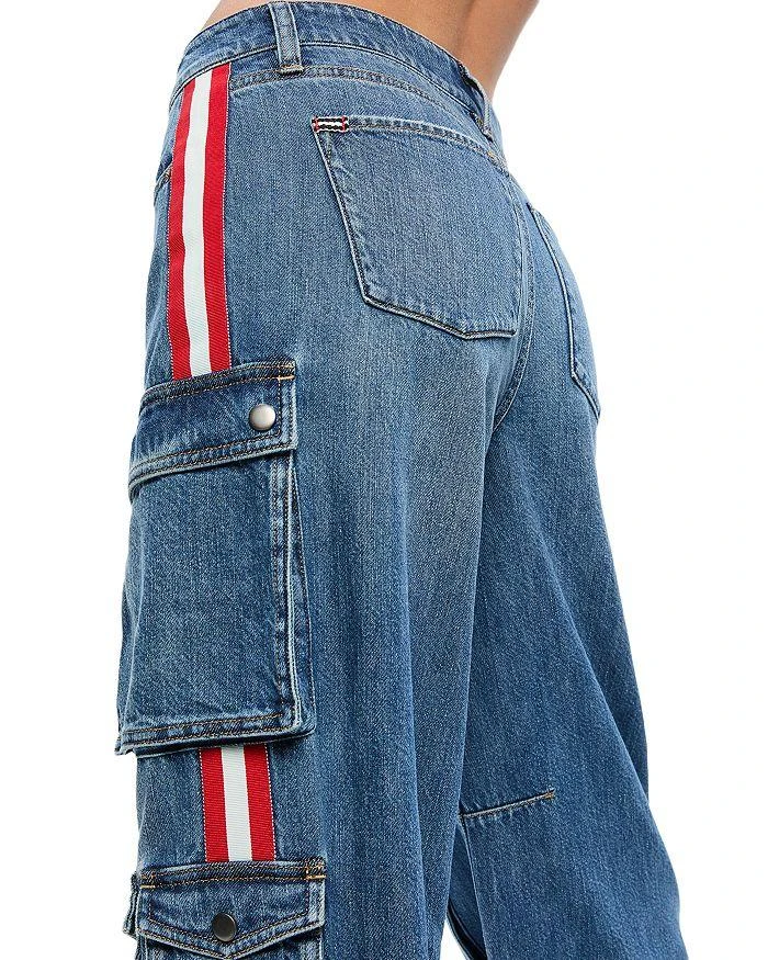 Alice + Olivia Olympia High Rise Baggy Cargo Jeans in Blue Denim 5