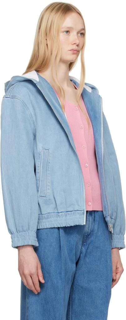 Maison Kitsune Blue Zipped Hooded Denim Jacket 2